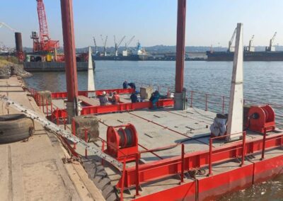 T&T Marine - Gallery of Works - Modular Floating Platform being assembled in Harbour